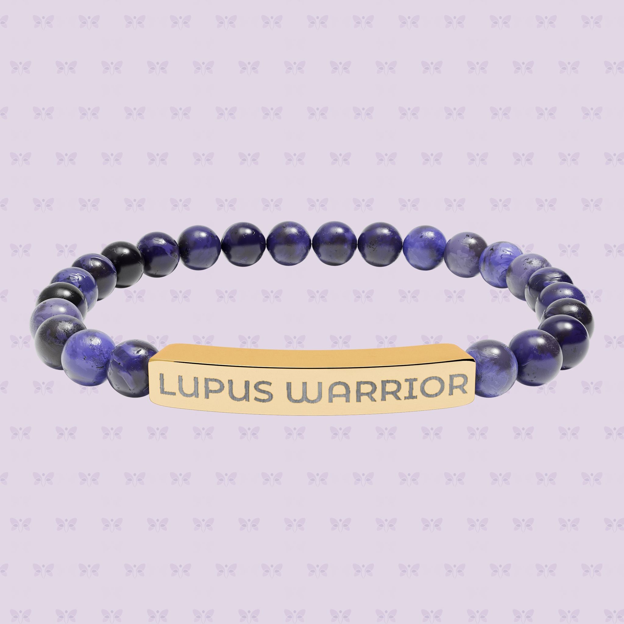 Lupus Warrior Bracelet – Engraved Natural Stone Stretch Bracelet | Autoimmune Awareness Gift | Mother’s Day Gift That Gives Back