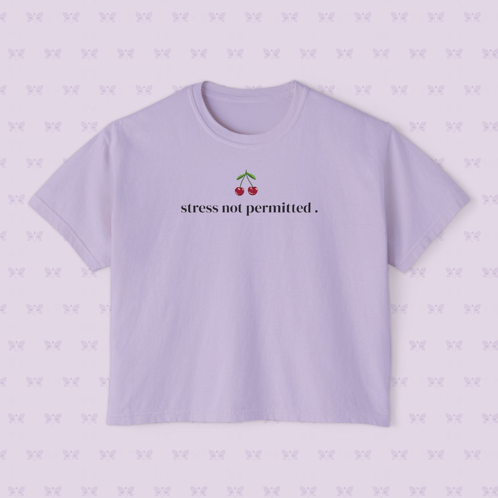 Stress Not Permitted Cherry Cropped Tee | Lupus Don’t Stop Nothing But Stress | Bold Summer Statement Shirt
