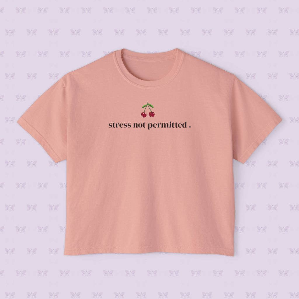 Stress Not Permitted Cherry Cropped Tee | Lupus Don’t Stop Nothing But Stress | Bold Summer Statement Shirt