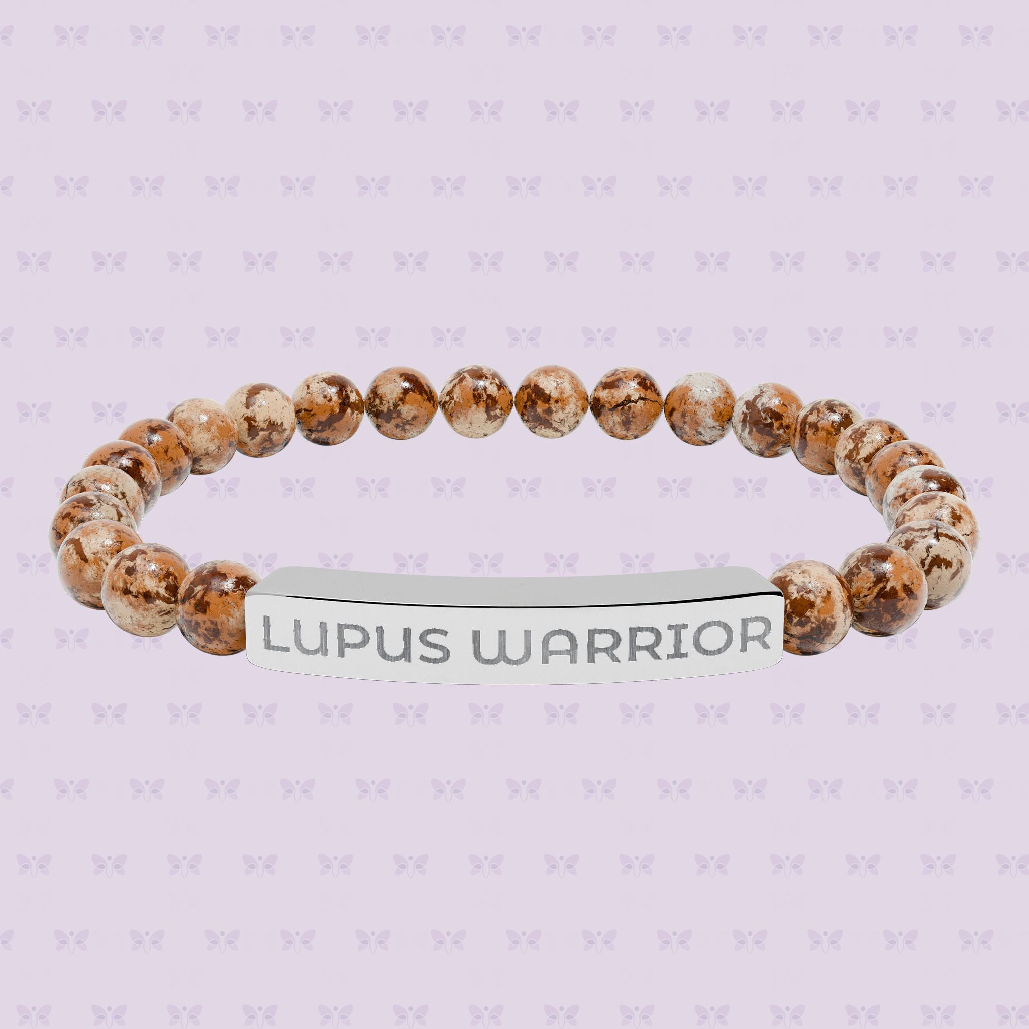 Lupus Warrior Bracelet – Engraved Natural Stone Stretch Bracelet | Autoimmune Awareness Gift | Mother’s Day Gift That Gives Back