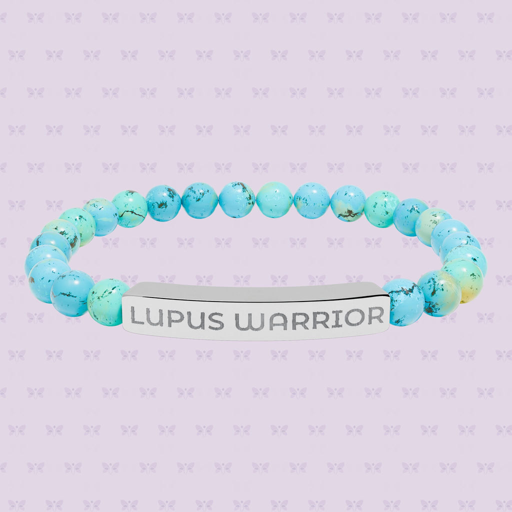 Lupus Warrior Bracelet – Engraved Natural Stone Stretch Bracelet | Autoimmune Awareness Gift | Mother’s Day Gift That Gives Back