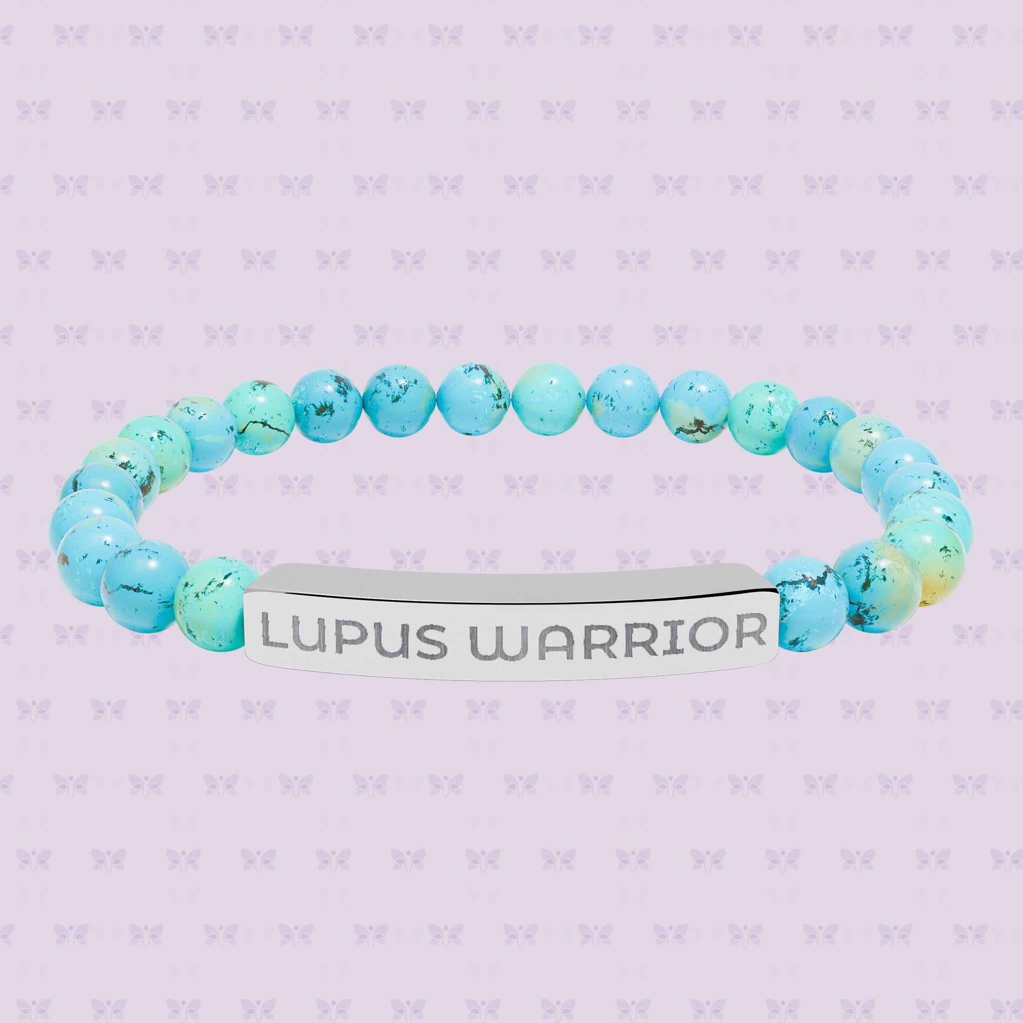 Lupus Warrior Bracelet – Engraved Natural Stone Stretch Bracelet | Autoimmune Awareness Gift | Mother’s Day Gift That Gives Back