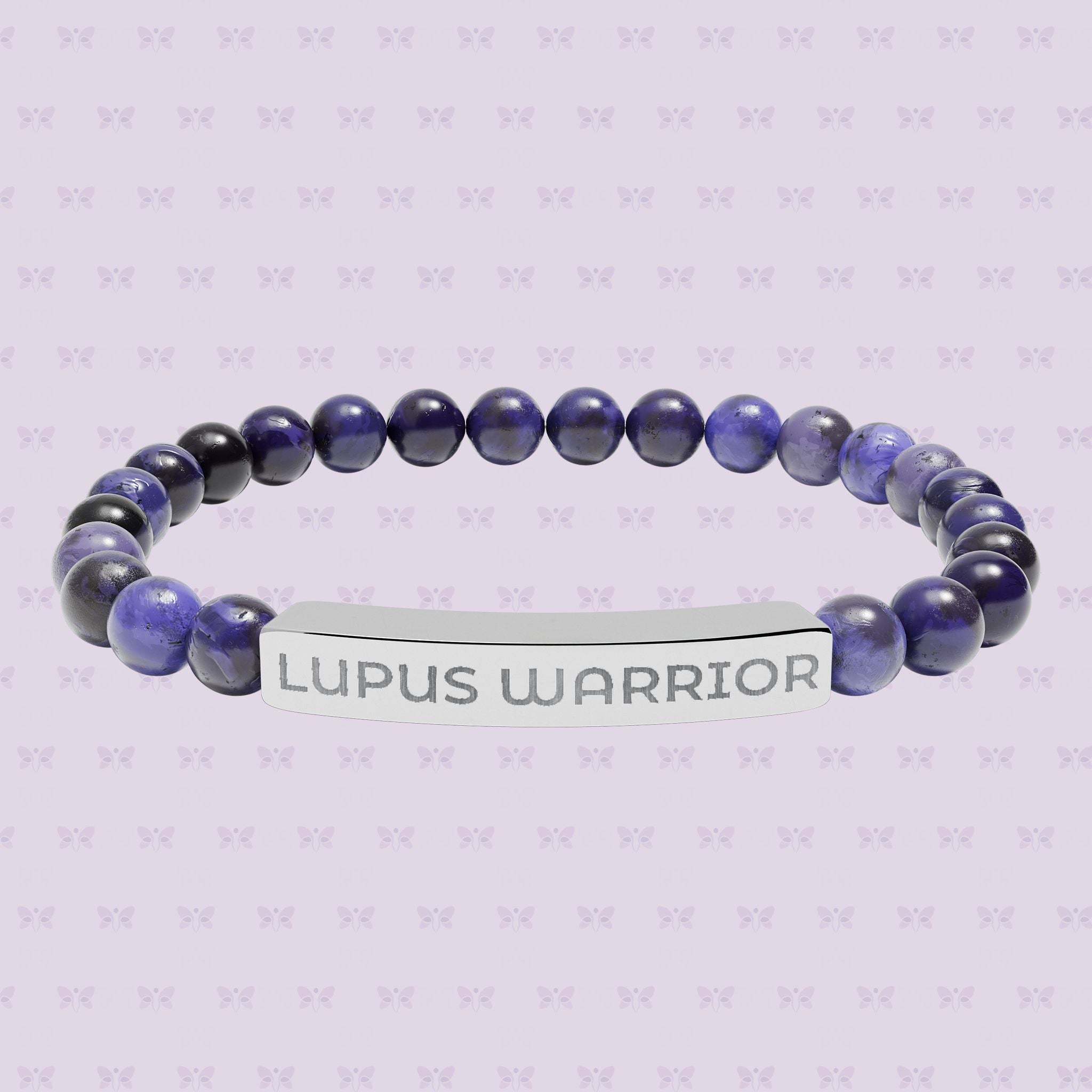 Lupus Warrior Bracelet – Engraved Natural Stone Stretch Bracelet | Autoimmune Awareness Gift | Mother’s Day Gift That Gives Back