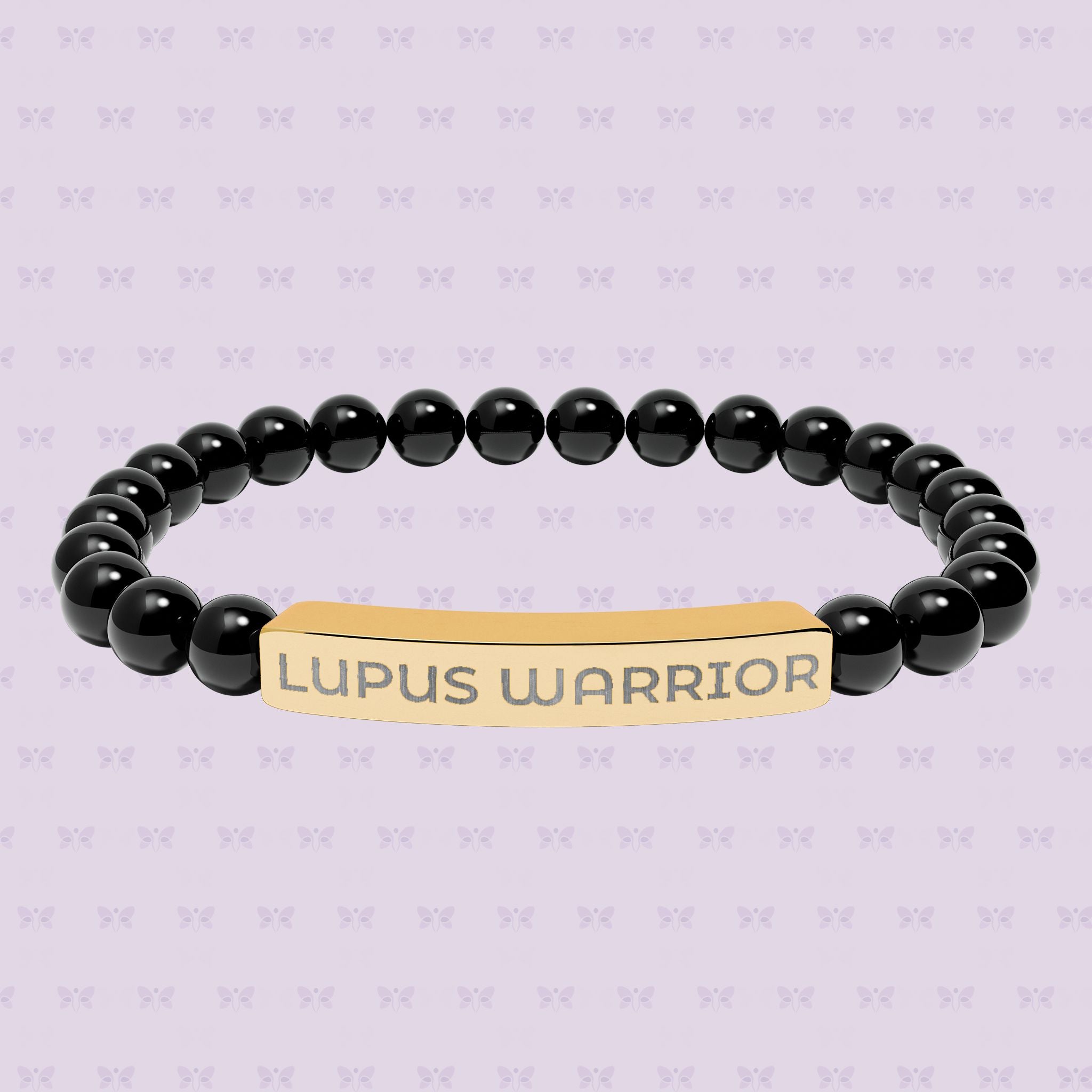 Lupus Warrior Bracelet – Engraved Natural Stone Stretch Bracelet | Autoimmune Awareness Gift | Mother’s Day Gift That Gives Back