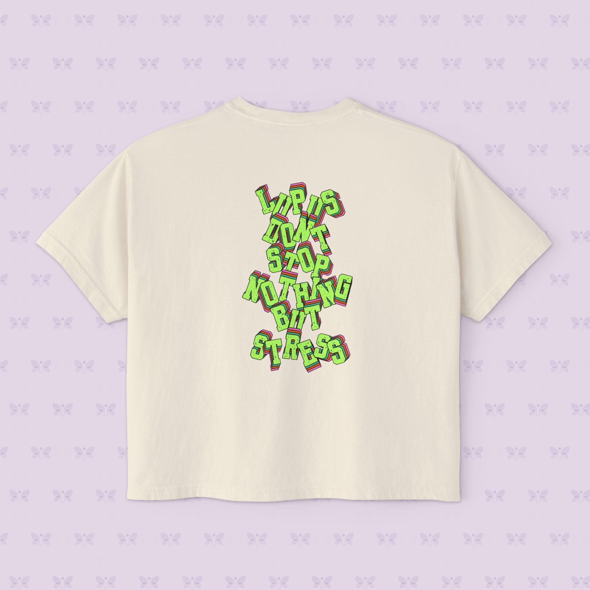 Stress Not Permitted Cherry Cropped Tee | Lupus Don’t Stop Nothing But Stress | Bold Summer Statement Shirt