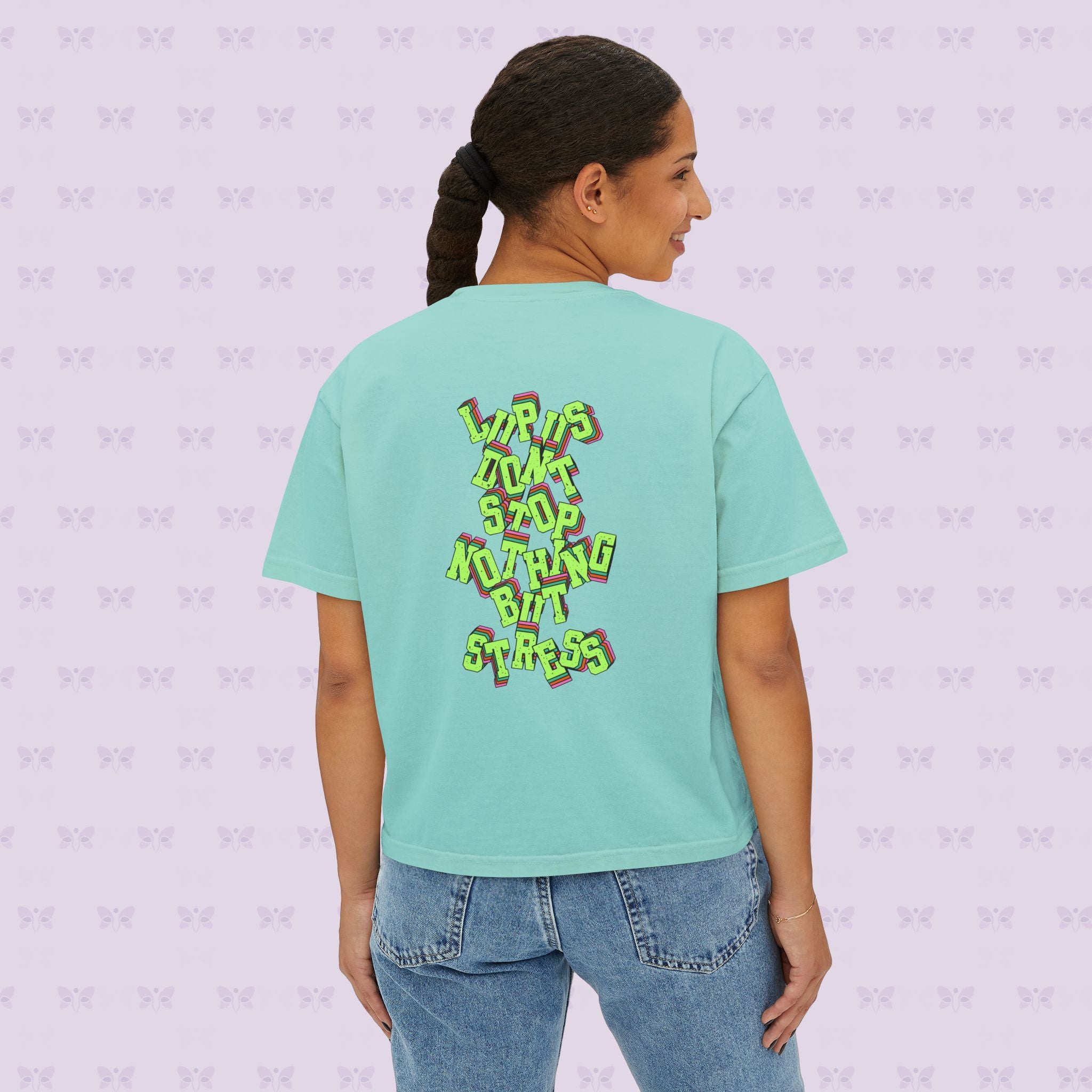 Stress Not Permitted Cherry Cropped Tee | Lupus Don’t Stop Nothing But Stress | Bold Summer Statement Shirt