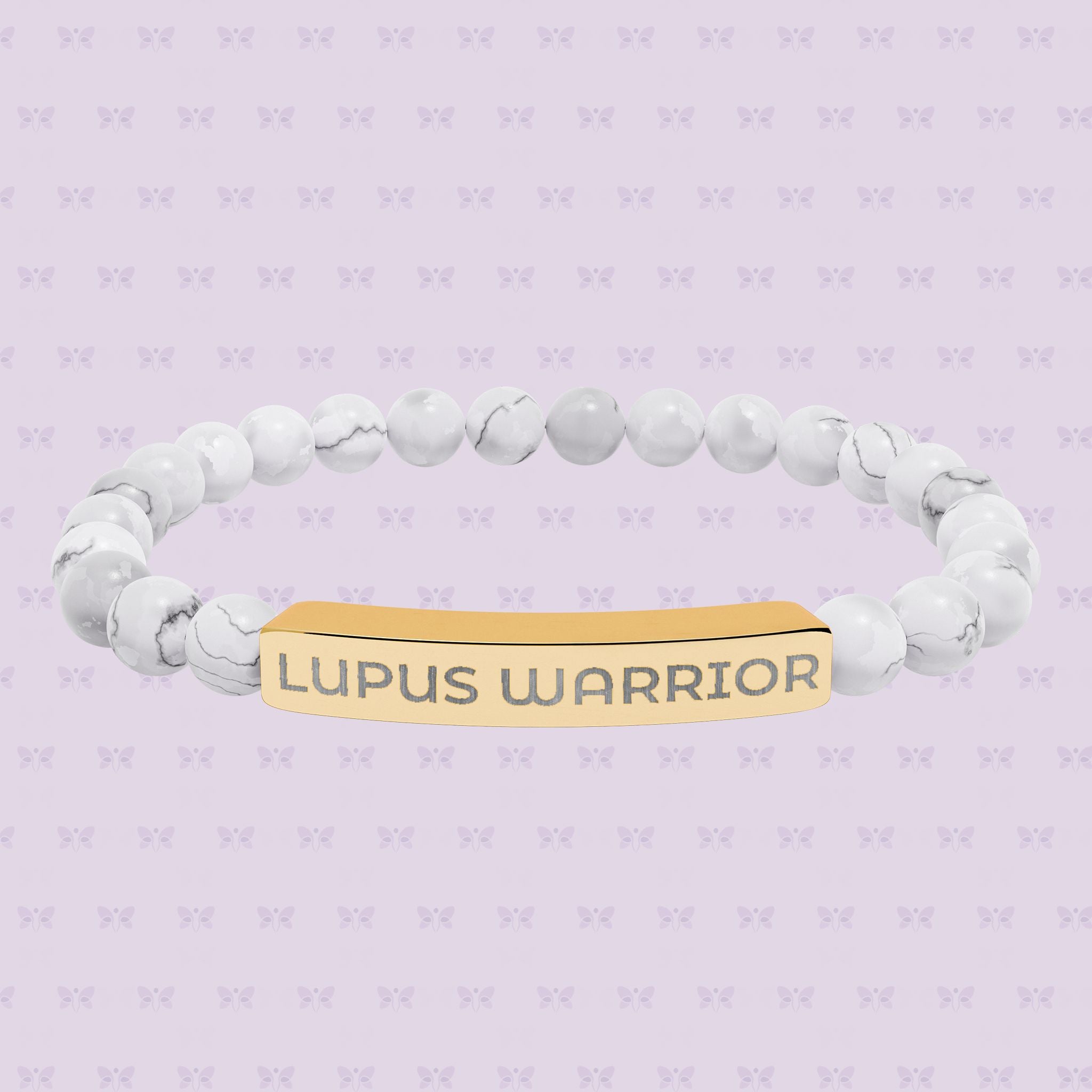Lupus Warrior Bracelet – Engraved Natural Stone Stretch Bracelet | Autoimmune Awareness Gift | Mother’s Day Gift That Gives Back