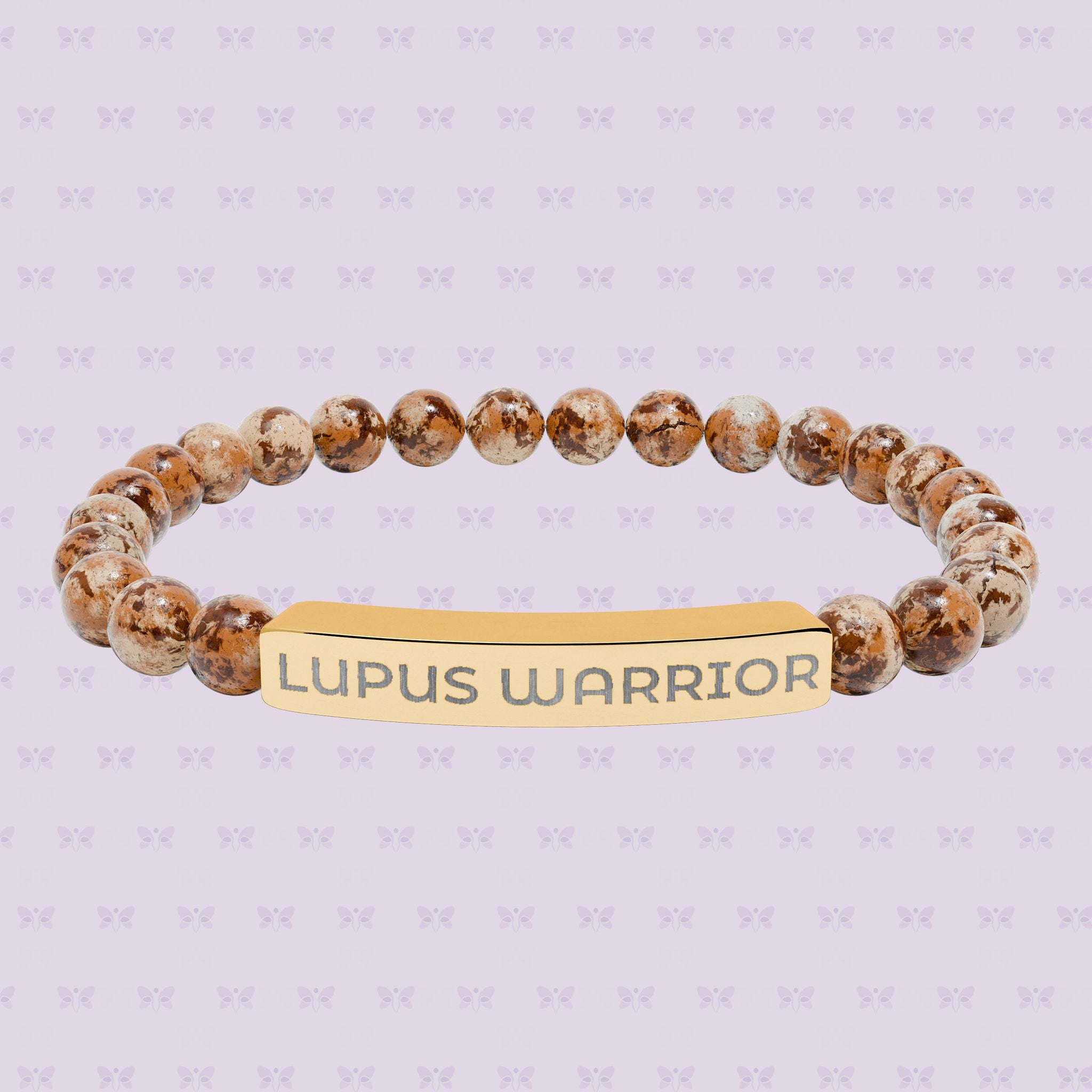 Lupus Warrior Bracelet – Engraved Natural Stone Stretch Bracelet | Autoimmune Awareness Gift | Mother’s Day Gift That Gives Back