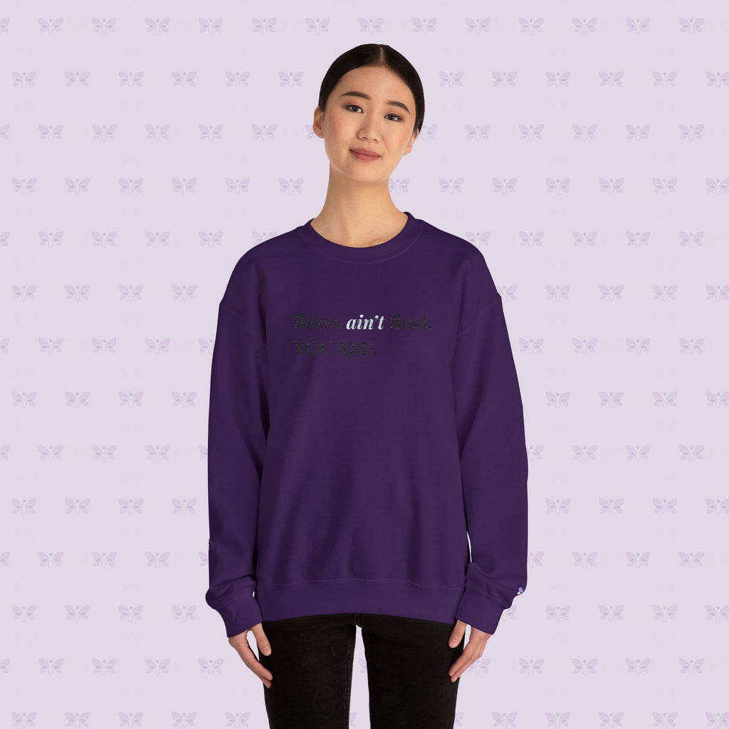 Crewneck Sweatshirt — "flares aint final. YOU ARE." Crewneck Sweatshirt — Minimal Inspirational | Chromic Illness Awareness