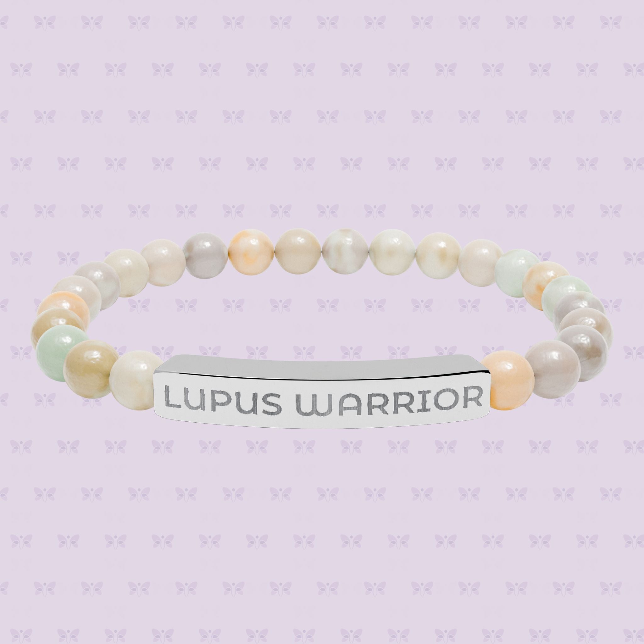 Lupus Warrior Bracelet – Engraved Natural Stone Stretch Bracelet | Autoimmune Awareness Gift | Mother’s Day Gift That Gives Back