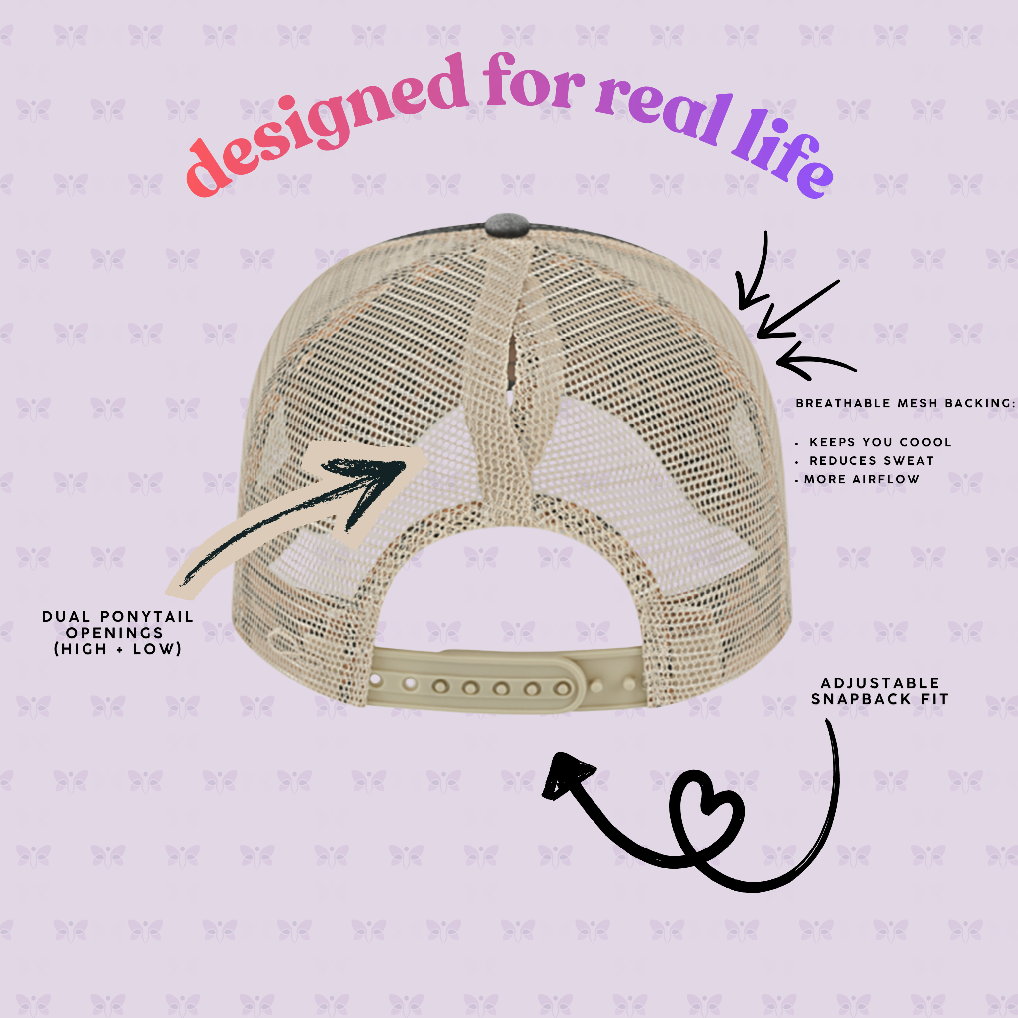 “ STRESS NOT PERMITTED” Embroidered Mesh-Back Cap | Sun Protection + Autoimmune-Friendly