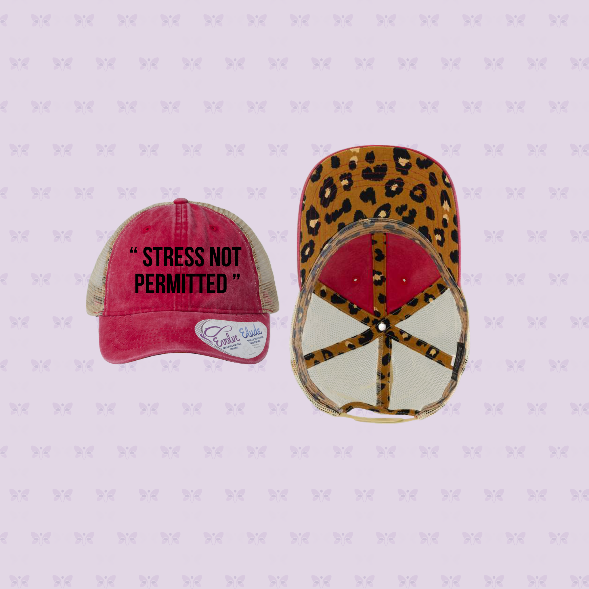 “ STRESS NOT PERMITTED” Embroidered Mesh-Back Cap | Sun Protection + Autoimmune-Friendly