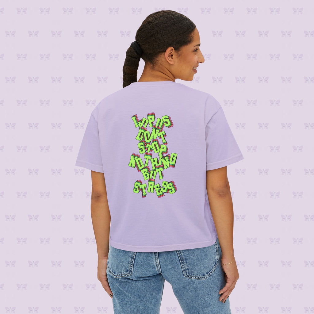 Stress Not Permitted Cherry Cropped Tee | Lupus Don’t Stop Nothing But Stress | Bold Summer Statement Shirt