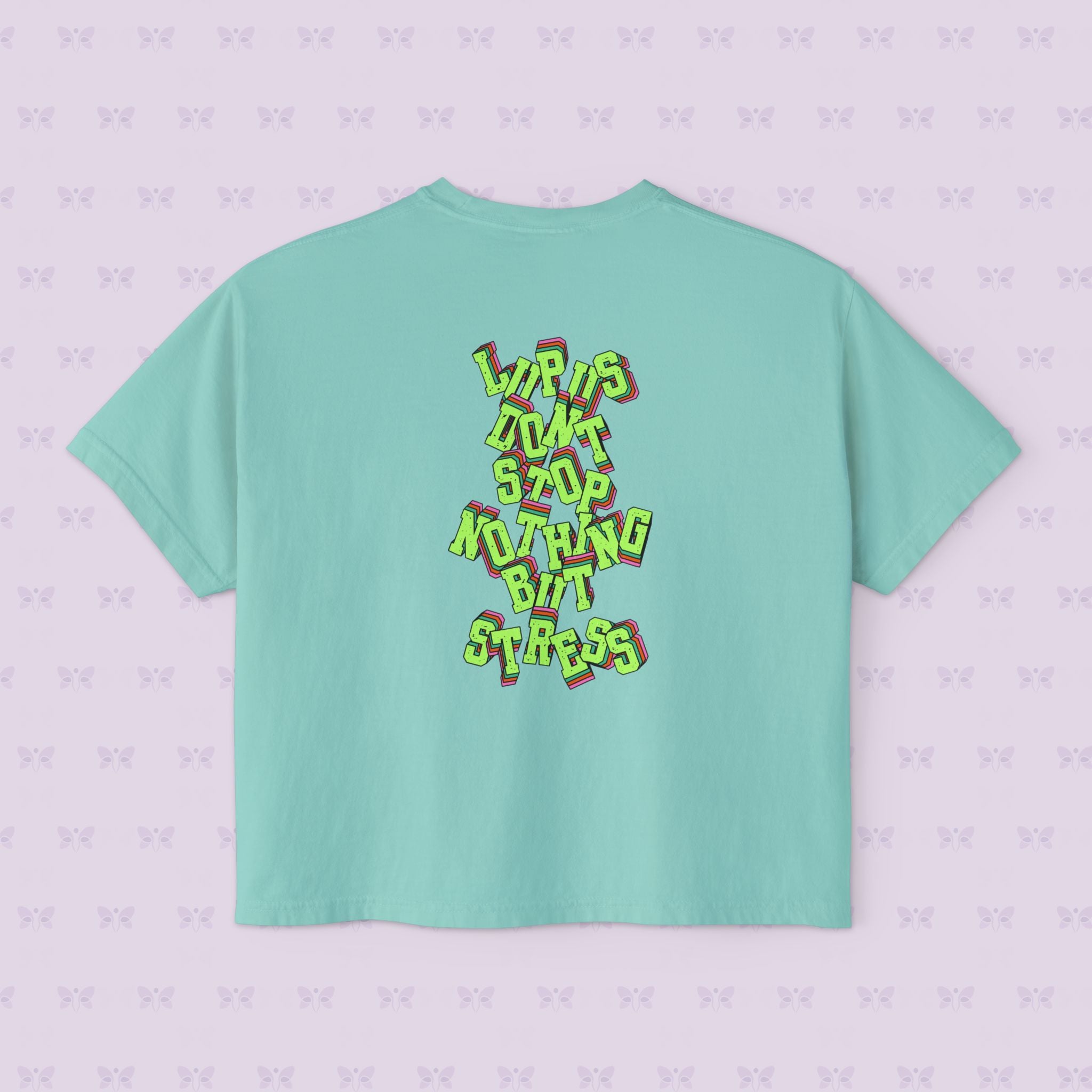 Stress Not Permitted Cherry Cropped Tee | Lupus Don’t Stop Nothing But Stress | Bold Summer Statement Shirt