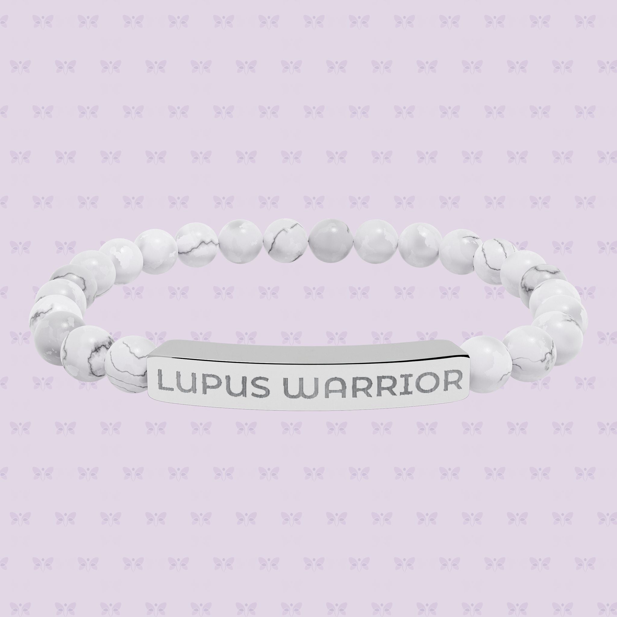 Lupus Warrior Bracelet – Engraved Natural Stone Stretch Bracelet | Autoimmune Awareness Gift | Mother’s Day Gift That Gives Back