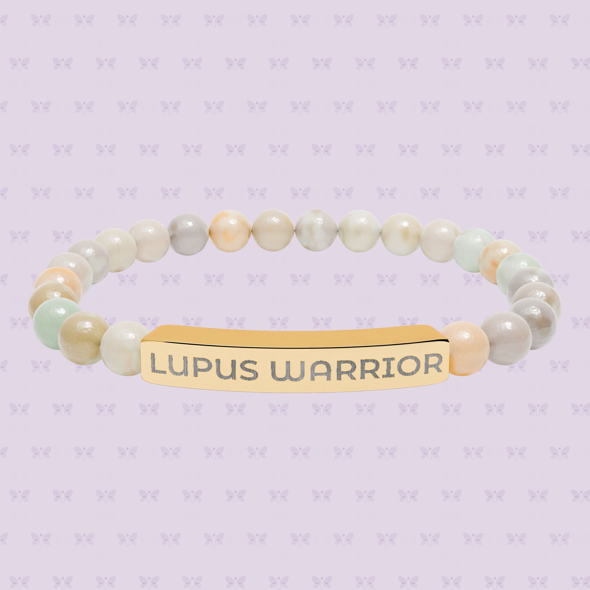 Lupus Warrior Bracelet – Engraved Natural Stone Stretch Bracelet | Autoimmune Awareness Gift | Mother’s Day Gift That Gives Back