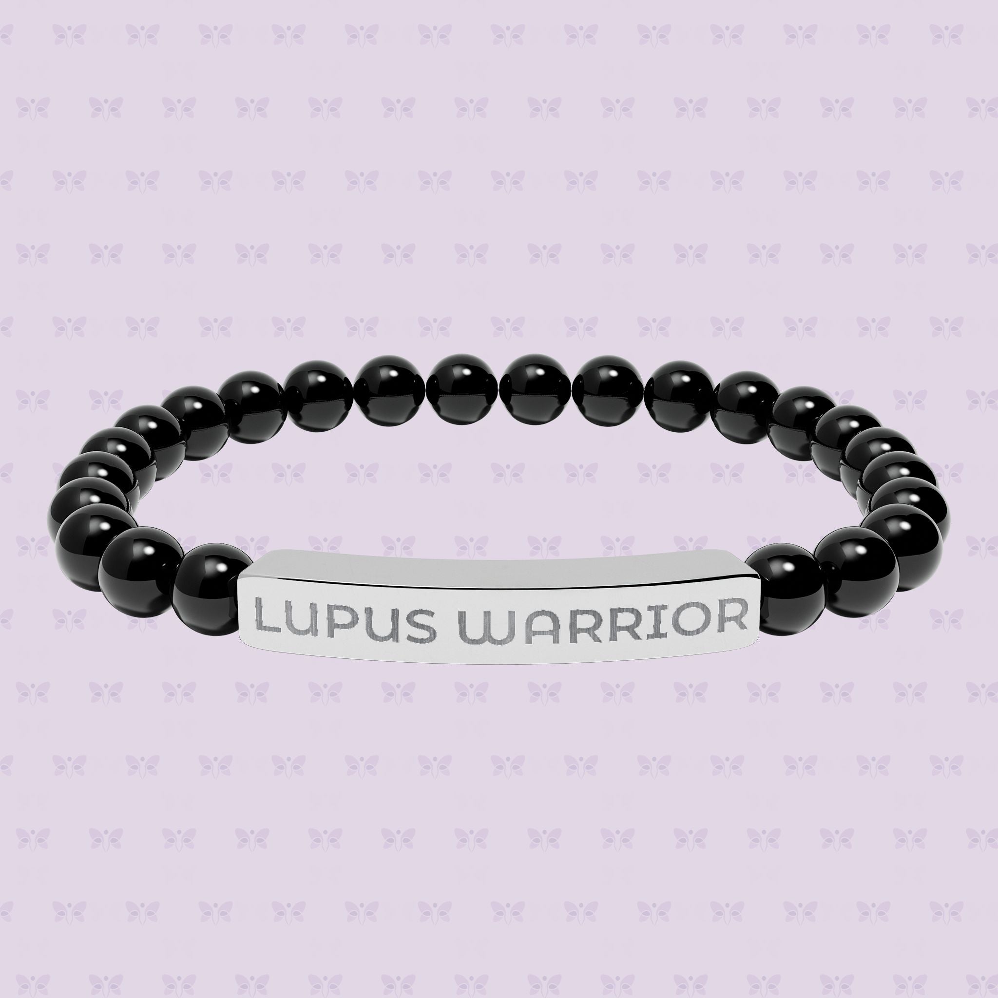 Lupus Warrior Bracelet – Engraved Natural Stone Stretch Bracelet | Autoimmune Awareness Gift | Mother’s Day Gift That Gives Back