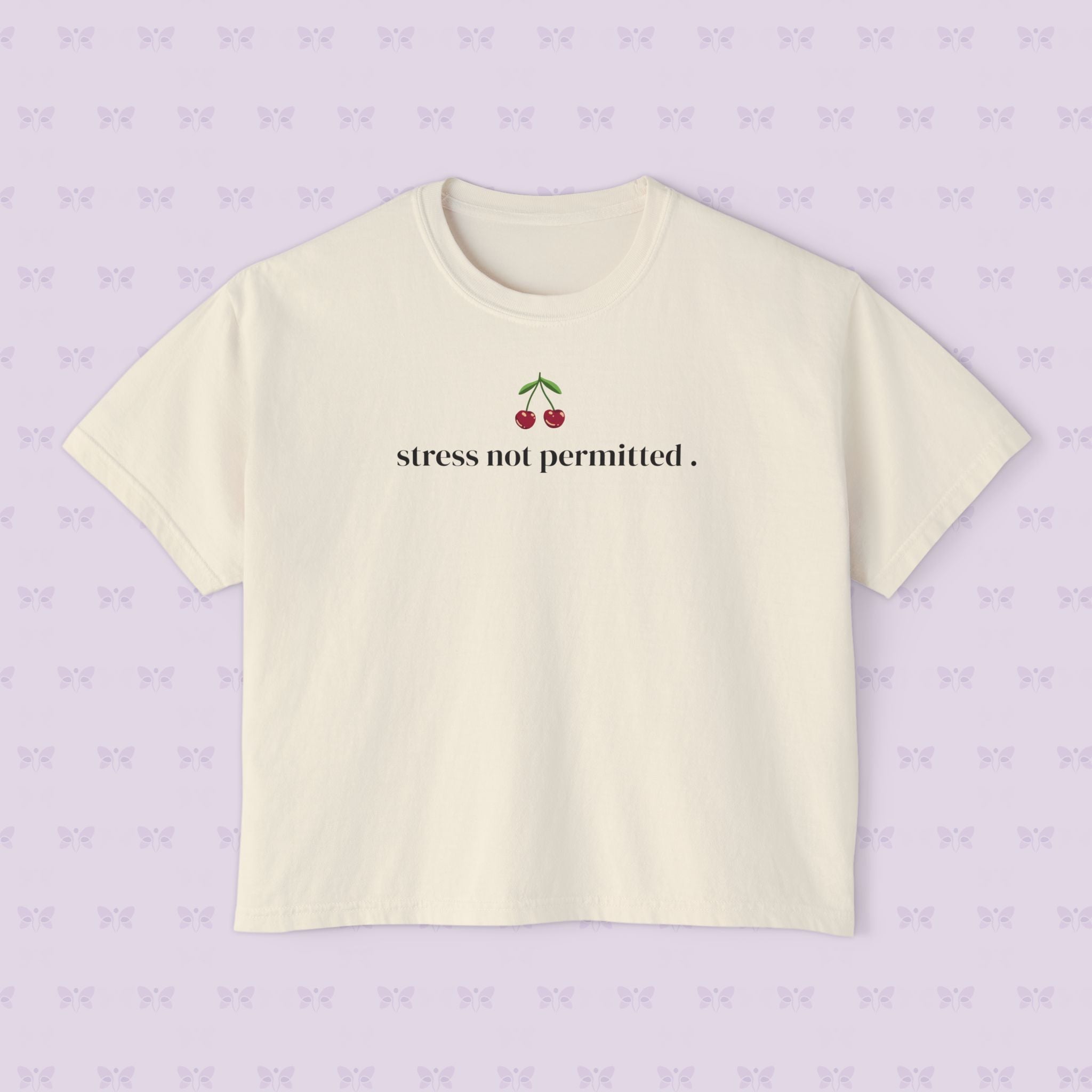 Stress Not Permitted Cherry Cropped Tee | Lupus Don’t Stop Nothing But Stress | Bold Summer Statement Shirt