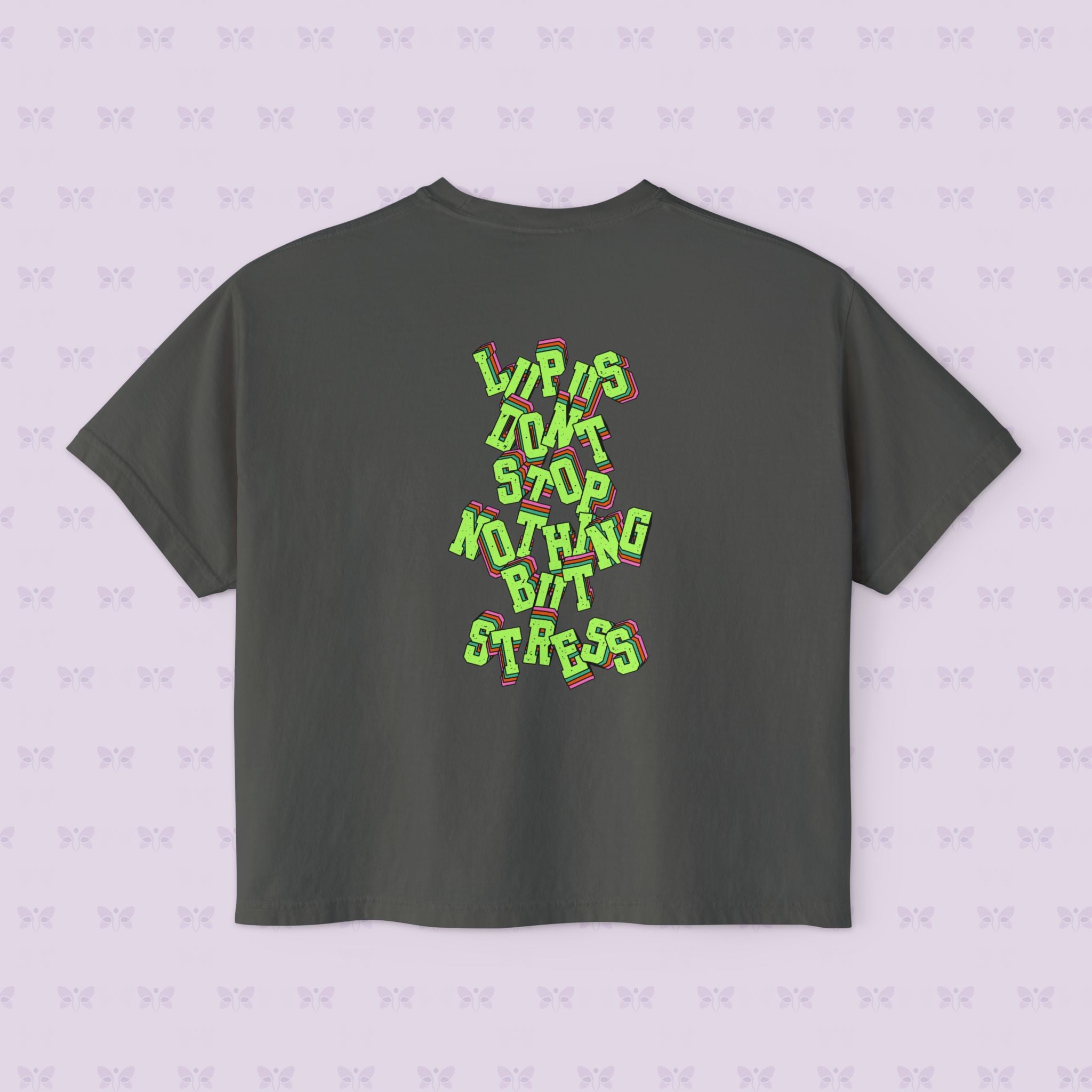 Stress Not Permitted Cherry Cropped Tee | Lupus Don’t Stop Nothing But Stress | Bold Summer Statement Shirt