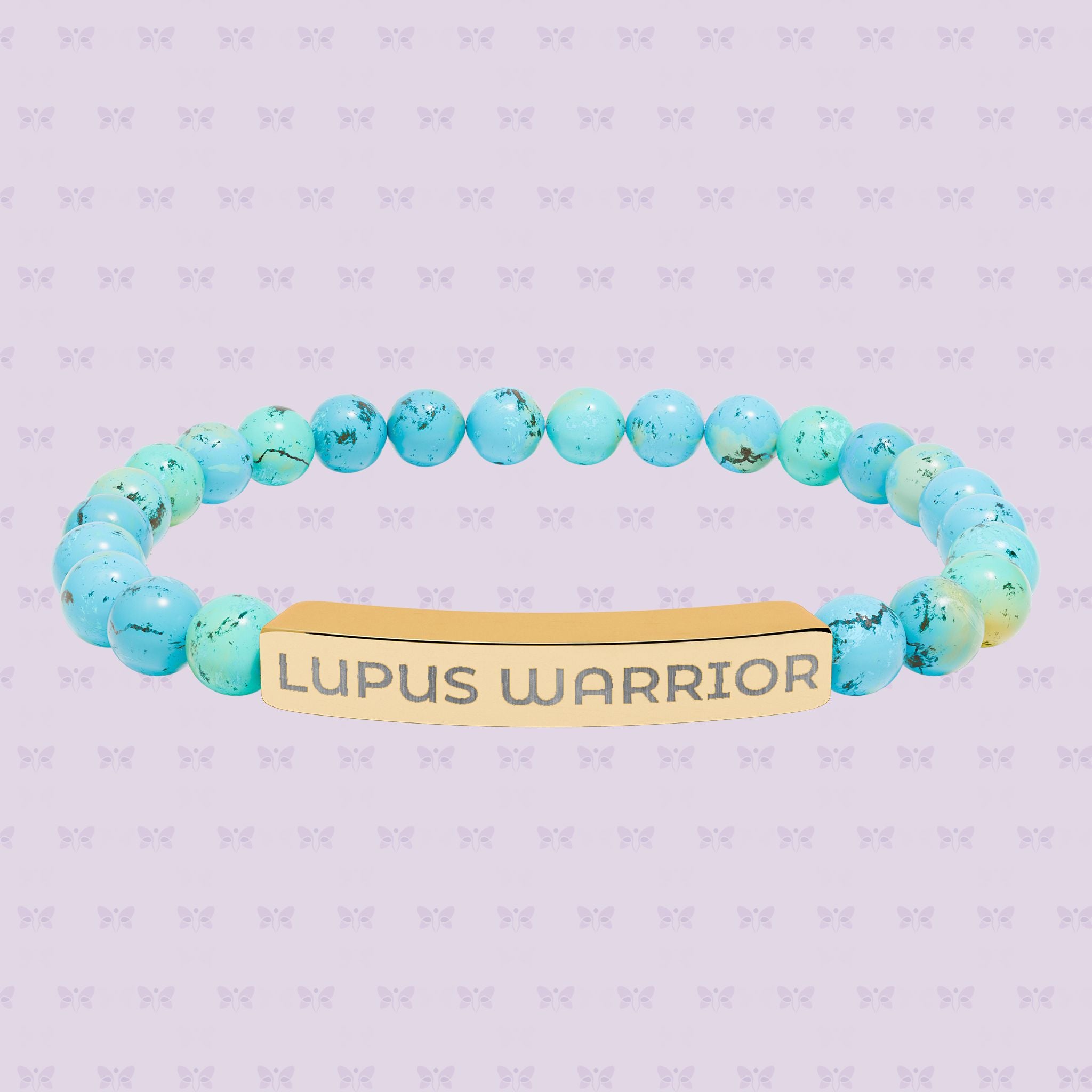 Lupus Warrior Bracelet – Engraved Natural Stone Stretch Bracelet | Autoimmune Awareness Gift | Mother’s Day Gift That Gives Back