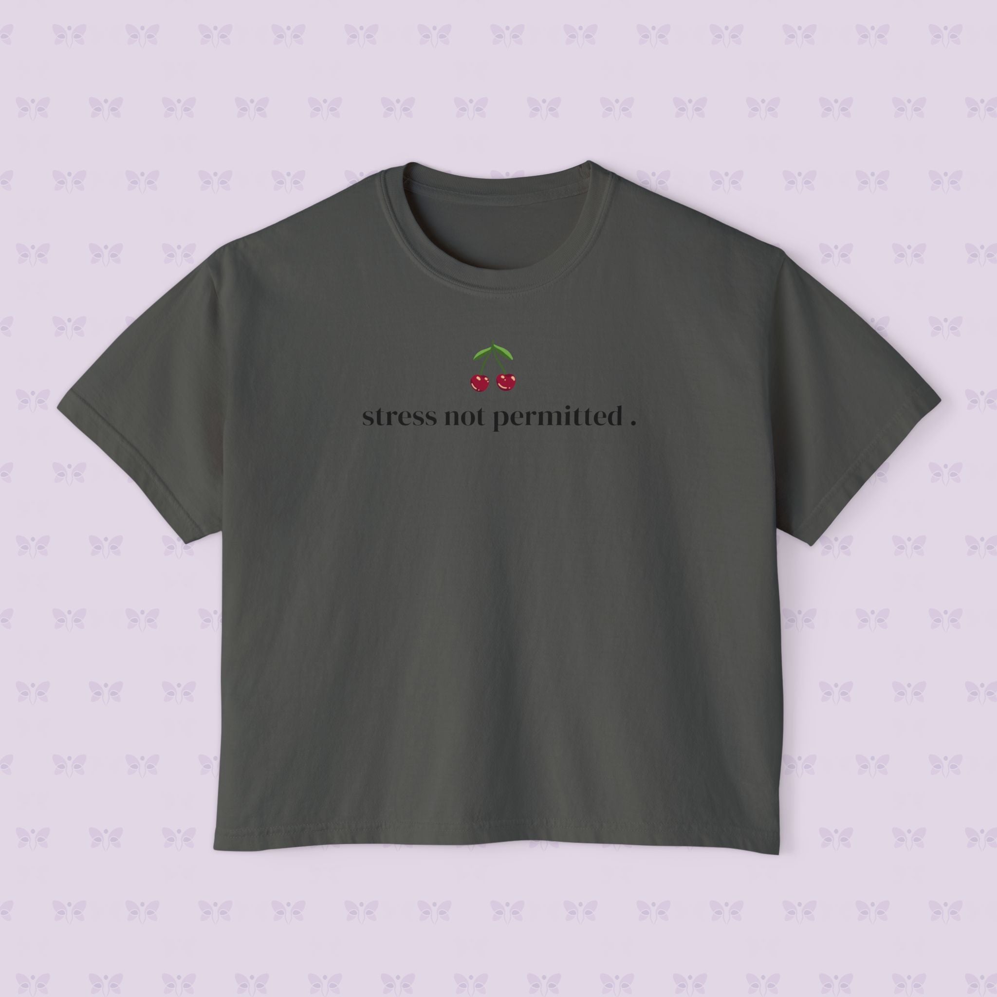Stress Not Permitted Cherry Cropped Tee | Lupus Don’t Stop Nothing But Stress | Bold Summer Statement Shirt